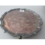 Modern silver presentation salver with engraved signatures