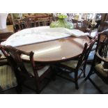 Good quality reproduction mahogany dining room suite by Reprodux / Bevan Funnell, comprising: