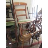 Pair of bentwood chairs with cane seats and backs (at fault) and a 19th Century ladder back