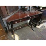 20th Century mahogany drop-leaf two drawer sofa table on swept supports with brass caps and casters