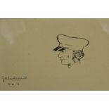 Graham Sutherland, small early ink drawing, ' A Littlehampton Fisherman ', signed G.V. Sutherland