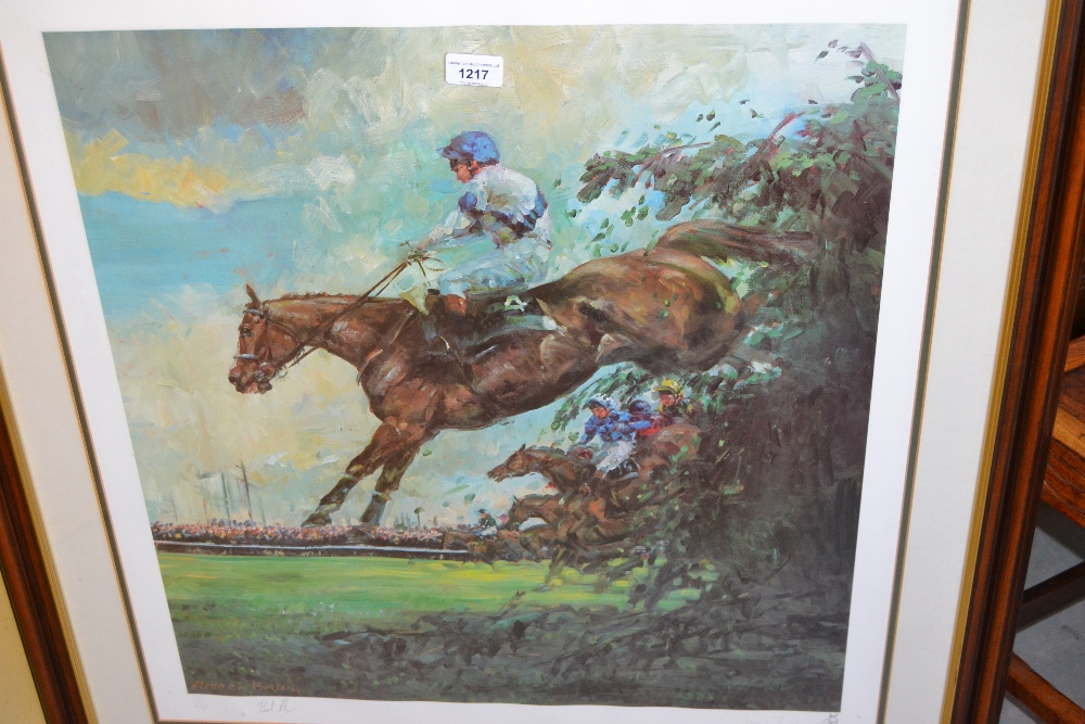 J.C. Picard, signed Limited Edition colour print, Clare Burton, signed print, horse racing scene,