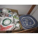 Three 19th Century graduated blue and white transfer printed meat plates and an Adderleys Alton