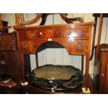 Good quality Edwardian mahogany chequer inlaid lowboy with three drawers raised on square tapering