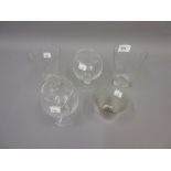 Group of five various Lalique drinking glasses Four etched Lalique France, smallest beaker R.