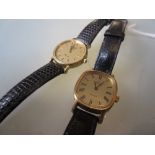 Ladies gold plated Omega De Ville wristwatch, together with a ladies Longines quartz wristwatch