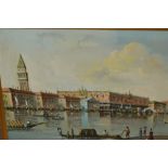 20th Century oil on canvas, Venetian lagoon scene with various gondolas, signed Tierno, gilt framed,