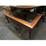 20th Century rectangular mahogany glass inset coffee table on square tapering supports, together