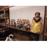 Set of eight pottery figures, Snow White and the Seven Dwarfs, authorised by Walt Disney (Snow White