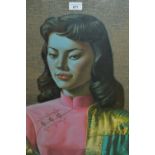 Coloured portrait print of an Eastern lady after Tretchikoff