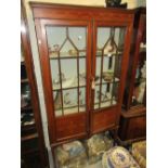 Edwardian mahogany and inlaid two door display cabinet