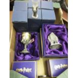 Group of seven Arthur Price pewter Harry Potter figures, boxed, together with a set of six Royal