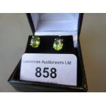 Pair of silver and peridot ear studs