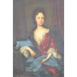 Attributed to Thomas Murray (1663 - 1734), oil on canvas, a portrait of a lady in red and blue, a