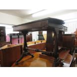 19th Century burr walnut floral inlaid single drawer centre table with leather inset top, pierced