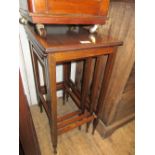 Edwardian mahogany inlaid and crossbanded nest of three coffee tables on square tapering and