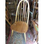 Set of four (two plus two) Ercol light ash stick back dining chairs