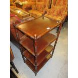 Late 19th Century four tier mahogany whatnot with turned decoration, 37ins high x 22ins wide x 15ins