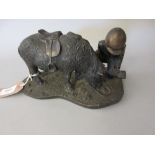 Lester Thomas, bronzed composition group of a child and pony, Limited Edition No. 57 of 500