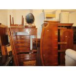 Reproduction yew wood bedroom suite comprising: two x two door wardrobes, dressing table with