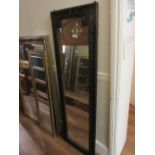 Full length carved oak framed wall mirror, 63ins x 20ins