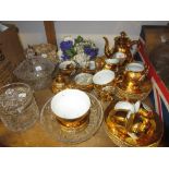 Czechoslovakian gilt decorated tea service, together with a quantity of ceramics and glassware