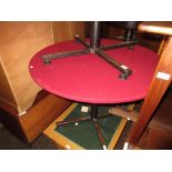 Pair of circular baize lined card tables, another similar with folding leaves and a croupier's
