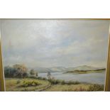 Allan M. Fraser oil on board, lake scene, together with a mid 20th Century oil on board, view of