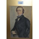 19th Century English school, portrait of a gentleman, mahogany framed, 11ins x 6.5ins