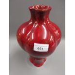 Howson's, four lobed red flambe vase, signed to the base and dated 1912, 10ins high Small light