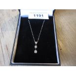 18ct White gold diamond trilogy pendant on a 18ct white gold chain