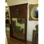 French Empire style burr wood veneered overmantel mirror with gilt metal mounts and rectangular