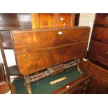 Victorian rosewood rectangular drop-leaf Sutherland table on turned end supports with splay feet