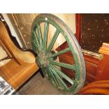 Painted wooden cart or wagon wheel