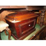 Early 19th Century rectangular mahogany sarcophagus shaped cellarette (with damages)