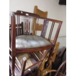 Edwardian mahogany and inlaid tub shaped drawing room chair, a Victorian mahogany box commode with