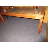 1970's Rectangular teak and tile inset coffee table