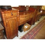 George IV mahogany twin pedestal sideboard, the well centre above three drawers flanked by