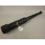 French black japanned brass four section leather covered telescope by Boucart