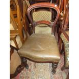 Pair of 19th century mahogany balloon back side chairs, together with a pair of oak pierced splat