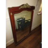 19th Century French mahogany and satinwood crossbanded overmantel mirror with ormolu mounts together