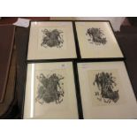 Two pairs of Russian black and white Limited Edition lithographs, studies of bearded men, signed