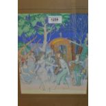 Michael Harvey, gouache ' Dancing at Abbey Pitch ', signed and dated 1979, 10.5ins x 8.5ins, gilt