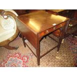 18th Century mahogany drop leaf supper table with a single frieze drawer raised on square