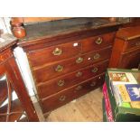George III mahogany chest of two short and three long drawers with brass handles and escutcheons,