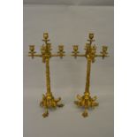 Jules Moigniez, pair of 19th Century French gilt bronze five light candelabra, the tapering stems