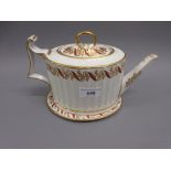 Late 18th or early 19th Century Derby teapot decorated in iron red and gilt, together with a