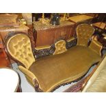 Fine quality Victorian carved rosewood double chair back sofa, the pierced carved floral and