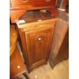 Reproduction mahogany marquetry inlaid audio cabinet in Edwardian style together with a set of