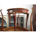 Pair of reproduction half round side tables on cabriole supports